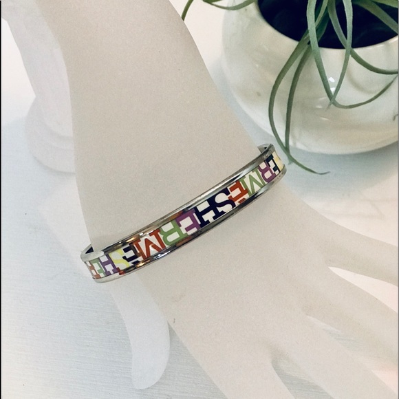 Hermès (62mm) palladium/enamel multicolor bangle - Picture 7 of 8